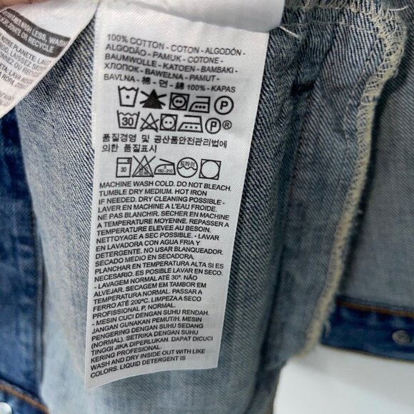 Levi's Womens Trucker Jacket Blue Size Large Denim Pure Cotton Customized New - Picture 7 of 13